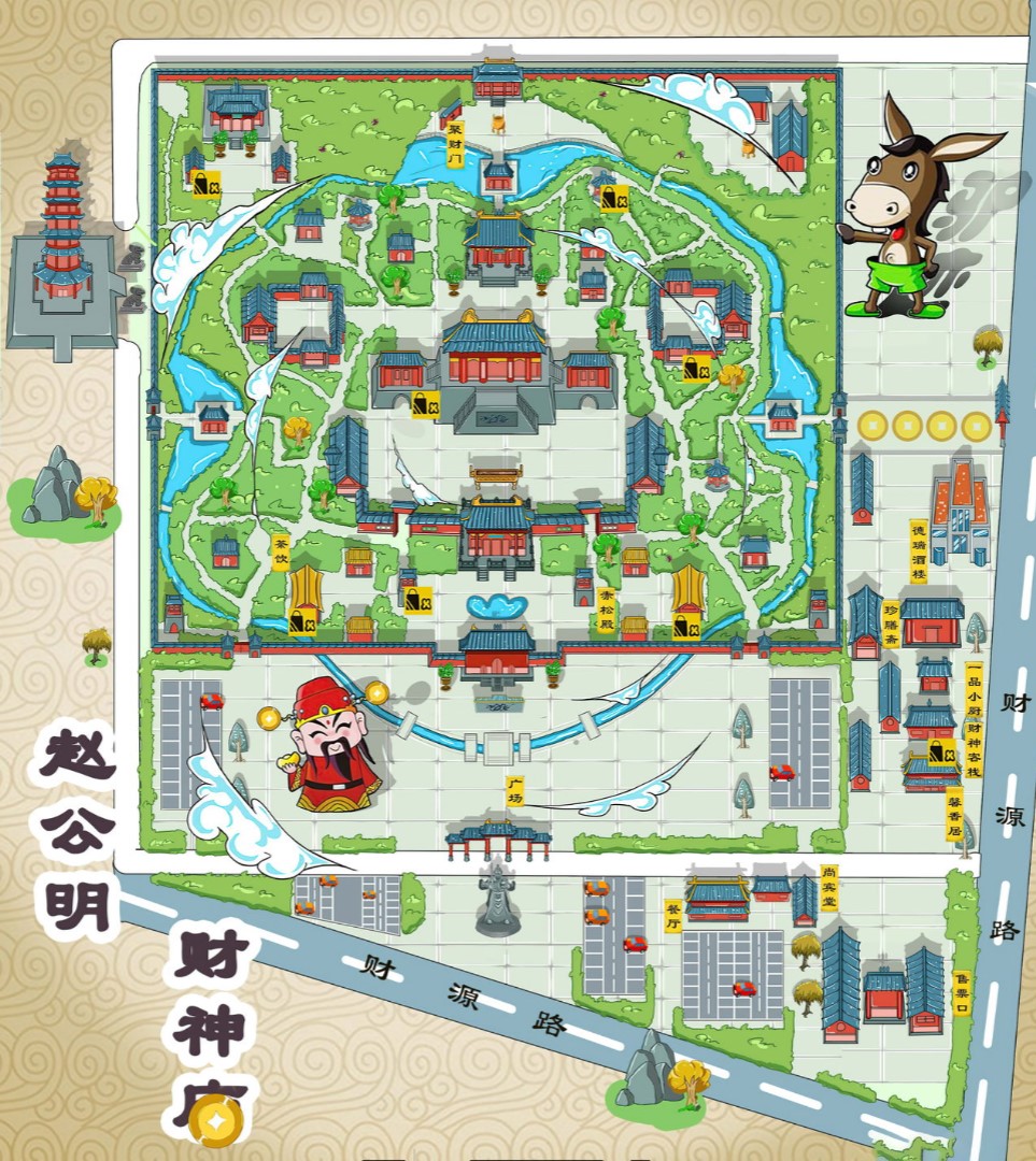 龙华寺庙类手绘地图